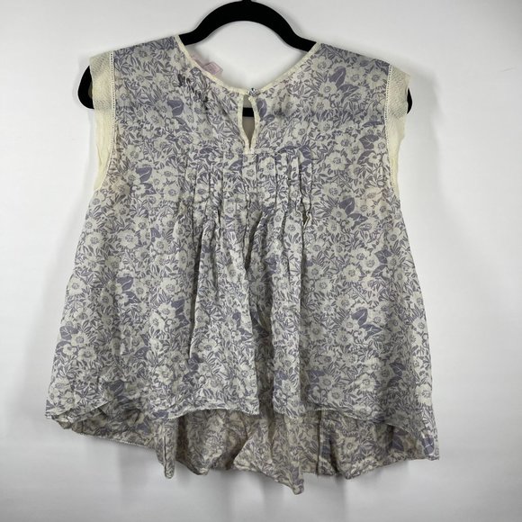 Rebecca Taylor Women's Floral Printed Keyhole Neck Sleeveless Lace Top Size 2 - Picture 4 of 4